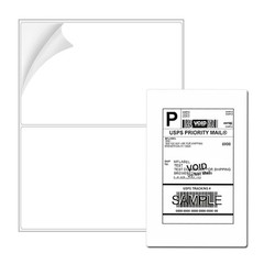 8.5×5.5 Half Sheet Shipping Labels for Laser & Inkjet – 2 Per Page Self Adhesive