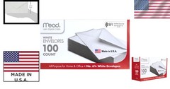 Lightweight 100 Pack of White Security Envelopes 6-3/4 Inch for Everyday Mailing