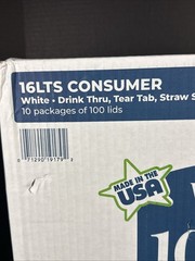 Wincup Translucent Plastic Lids with Straw Slot 1000 Ct for 12 16 & 20 Oz 16LTS