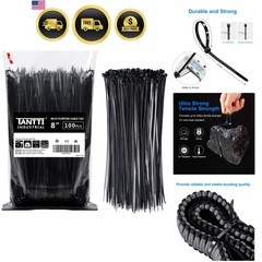 Zip Ties 8 inch Black Zip Ties with 50 Pounds Tensile Strength,Cable Ties,100…