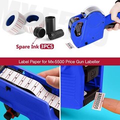 30 Rolls 15000pcs White Price Gun Labels 30 Red Line + 3 Refill Inks