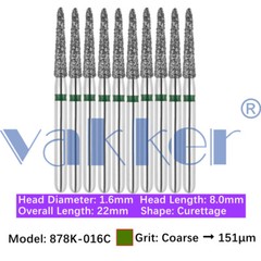 50pc Dental Diamond Bur Bevel Cylinder Gingival Curettage Fine Medium Coarse Bit