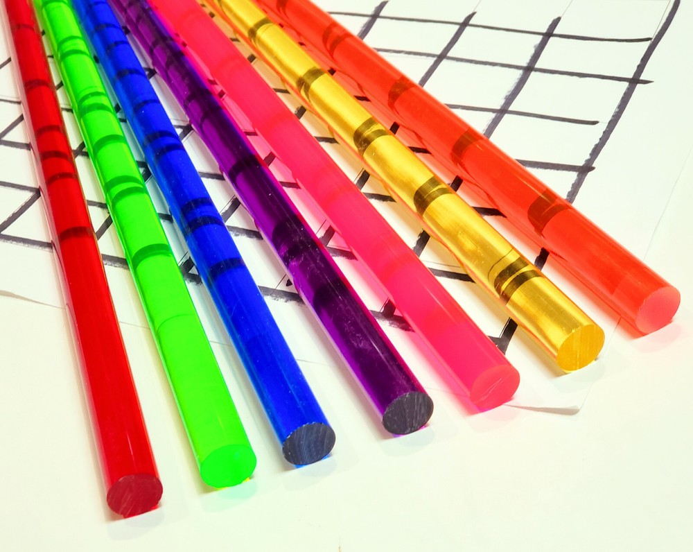 7 COLORS ACRYLIC PLEXIGLASS ROD 1/2” INCH DIAMETER RED PINK BLUE PURPLE GREEN…
