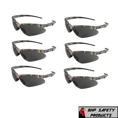 (6 PAIR) KLEENGUARD NEMESIS SAFETY GLASSES CAMO FRAME SMOKE ANTI-FOG LENS 22609