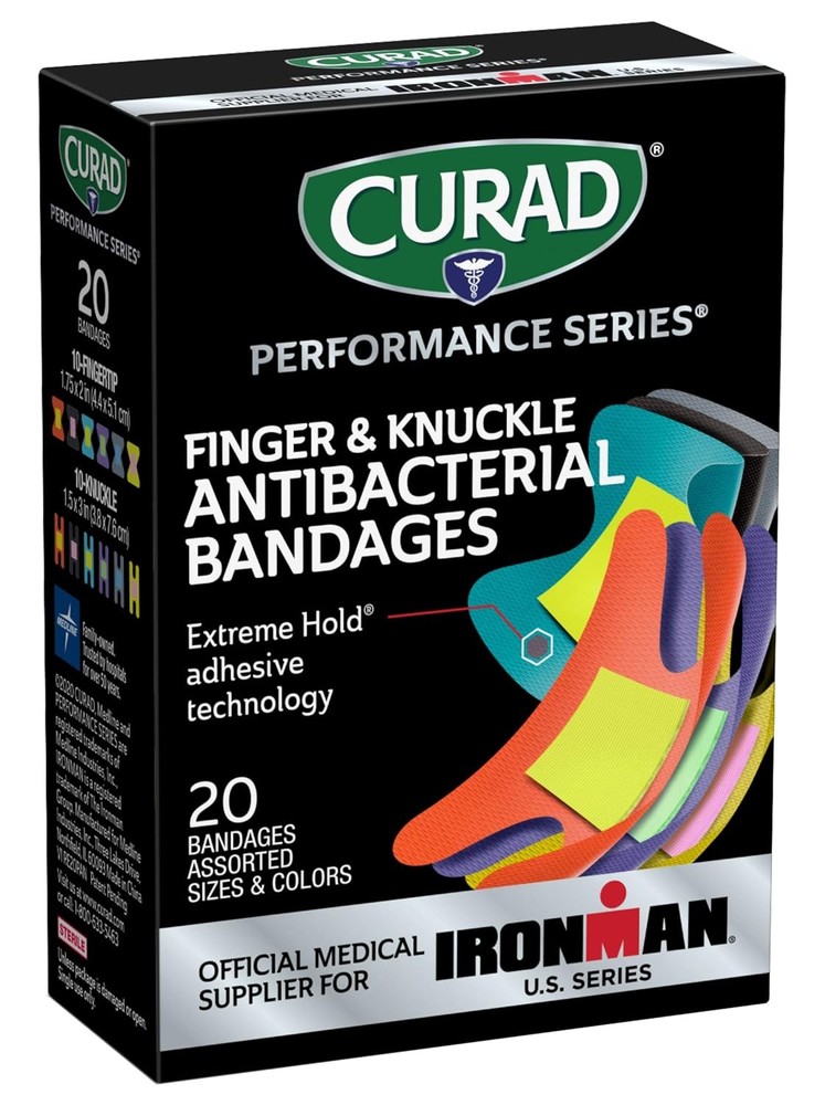 CURAD Performance Series IRONMAN Antibacterial Bandages, 20 Count (Pack of 1)