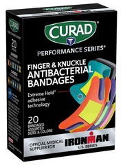 CURAD Performance Series IRONMAN Antibacterial Bandages, 20 Count (Pack of 1)