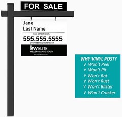 Elegant 72” Black Vinyl Realtor Sign Post with Pre-Printed Open House Text