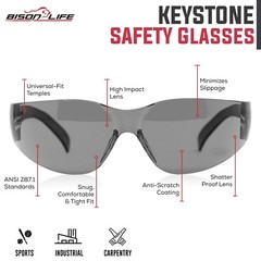 Keystone Full Color Safety Glasses, Fits Adult and Youth (Pack of 12)