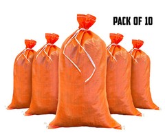Sandbags – 10 Orange – Empty Sand Bags for Flood – Sandbag Bag Poly by Sandbaggy
