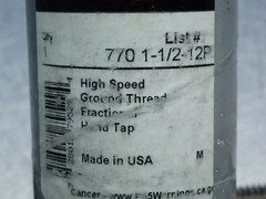 MICHIGAN DRILL 7701-1/2-12P HIGH SPEED GROUND THREAD HAND TAP 07250530056