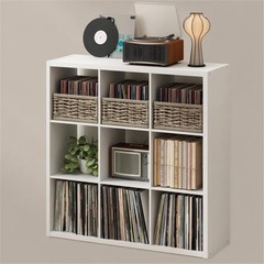 Pemberly Row 9-Cube Media Storage Organizer in Engineered Wood White