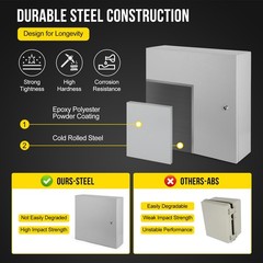 IP66 Steel Electrical Enclosure Box with Lock & Waterproof Seal , 16″Lx16″Hx6″W