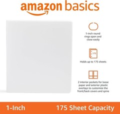 Versatile 1-Inch White 3-Ring Binder with Pockets for Efficient Document Storage