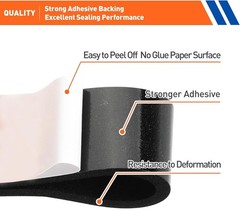 Durable 6.5FT Weatherstrip, 2×3/8in Black Adhesive Foam Tape for Home Insulation