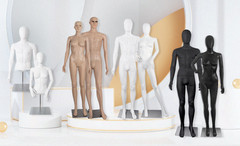 Male Half Body Mannequin with Adjustable Metal Stand for Retail Display, White