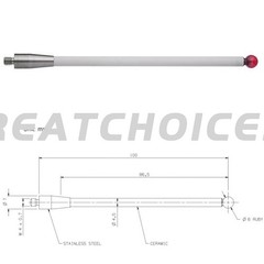 A-5000-3712 For Renishaw CMM Probe Stylus 100mm/Ceramic Stem 6mm Ball Tip