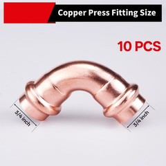 ROGVOC Copper Press Fitting 90 Degree Elbow Fittings, 10-Pcs 3/4 x 3/4 inch