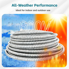 12/2 50FT MC Cable with Ground, 12 Gauge Wire Metal Clad Cable with Solid