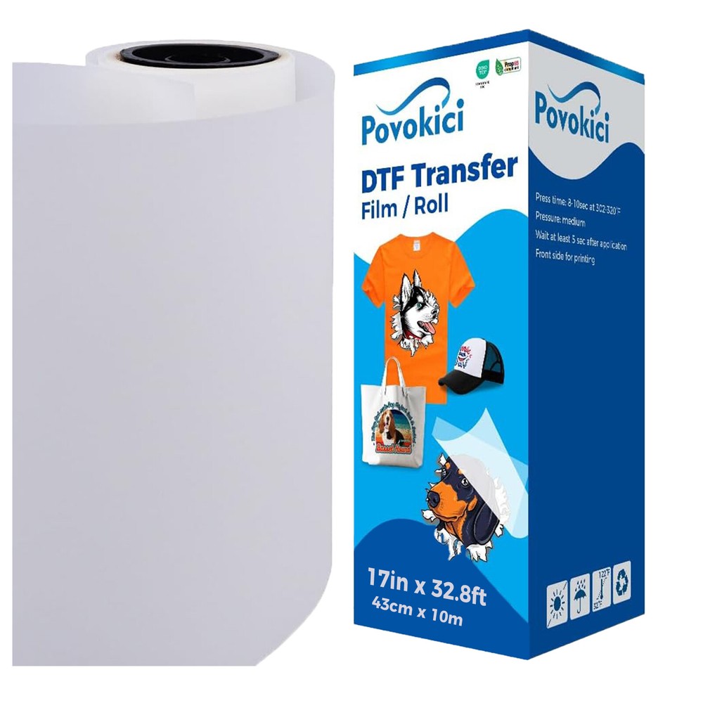17″ x 32.8 FT DTF Transfer Film Premium Roll Warm Peel Single Sided