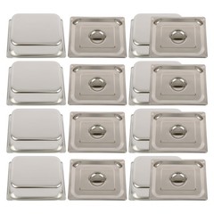 8 Pack 1/2 Size Hotel Pans Steam Table Pan 4″ Deep Stainless Steel with Lid