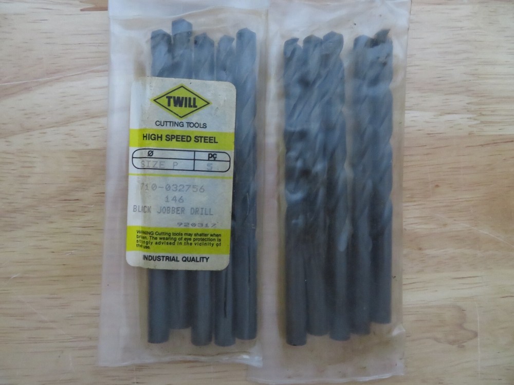 5 pcs TWILL Letter P Jobber Length Metal Twist Drills HSS Black Oxide Brazil