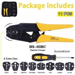 Ratcheting Crimping Tool Kit Cord End Terminals Wire Crimper Pliers w/ 8 Dies US