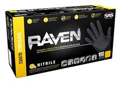 Raven SAS66518 SAS Safety Powder Free Examination Black Nitrile Gloves – 7 Mi…