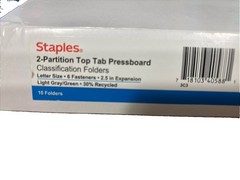 Staples Moisture Resistant Classification Folder, 2-Dividers, 2.5″ Expansion