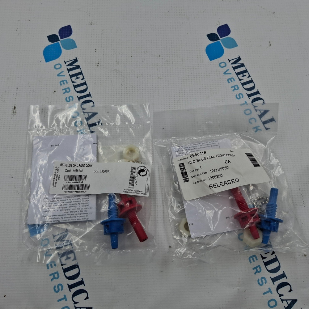 Gambro Dasco Red/Blue Dial Rigid Conn 6986418 Set of 2