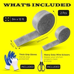 Steel wool 2 pack 3x12FT, mice control gloves scissors, home repair SIMBASTEEL