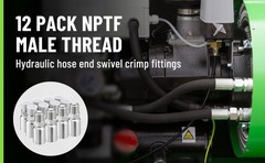 12 Pack 1/2″ NPTF Hydraulic Hose End Fittings, 1/2″ I.D. Hose x 1/2″ NPTF Male
