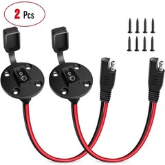 2x SAE Power Socket Sidewall Port Quick Connect Solar Panel Mount Connector 30cm