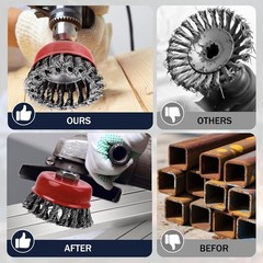 3 Pack Wire Wheel Brush for Angle Grinder, 4 Inch Angle Grinder Wire Wheel, Wire
