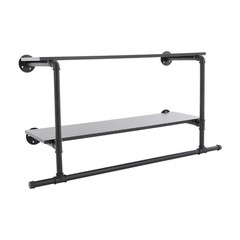 Clothes Display Rack with 2-tier Shelves, 2-tier Garment Rack, Wall Mounted Clot