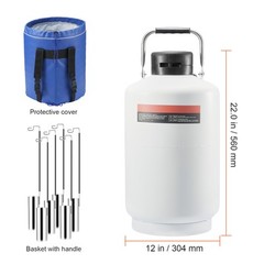 VEVOR Liquid Nitrogen Tank 10 L Aluminum Alloy LN2 Container Dewar 6 Canisters