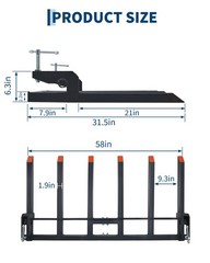Clamp on Debris Forks to 60inch Bucket 4000lbs Clamp on Pallet Forks w/ 6 Tines