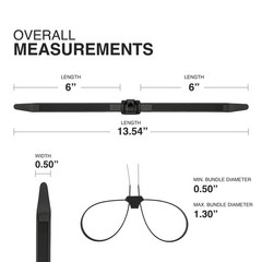 Contractor Series Dual Loop Impact Resistant Heat Stabilized Cable Ties, 13″,…