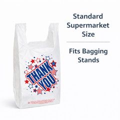 Bags 1/6 Large 21 x 6 x 11.5 Americana “Thank You” T-Shirt Plastic Grocery