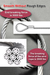 3/16″ Stainless Steel Cable 100Ft Wire Rope with Wire Rope Clamps and Thimble, 4