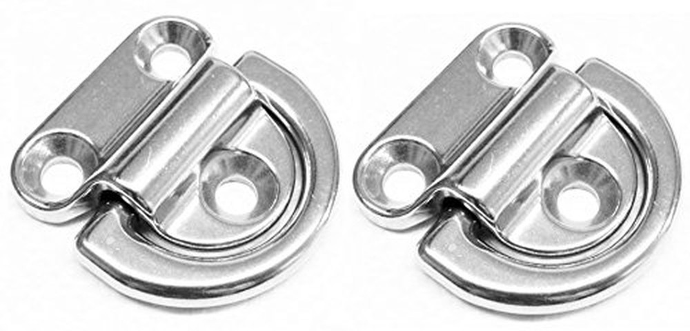 Two Marine Grade Stainless Steel Folding Pad Eye 1/4″ Sliver