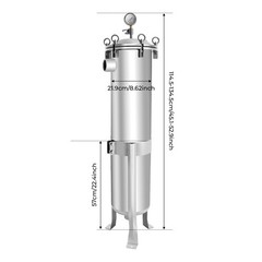 2″ NPT Bag Filter Housing 150 Psi 304 Stainless Steel In/Out #2 Bag with meshUS