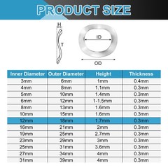 20Pcs 0.71″x0.47″x0.01″ 304 Stainless Steel Wave Spring Washer