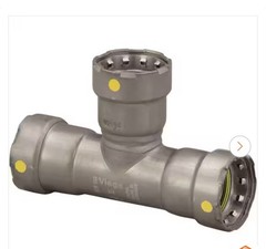 Viega MegaPressG 1 in. x 1 in. x 3/4 in. Press Carbon Steel Tee (Gas Only) (5-Pa