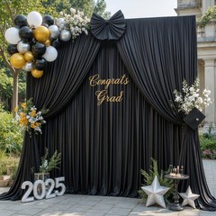 4 Panels Black Backdrop Curtain for Parties Black Wrinkle Free 20ft x 10ft Ba…