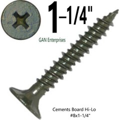 Cement Board Screws Phillips Wafer Head w/Nibs #8 x 1-1/4″, 1-5/8″ & 2-1/4″