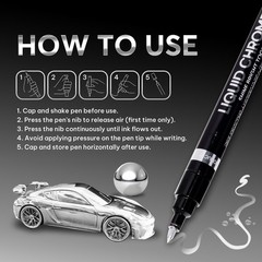 3PK Permanent Liquid Chrome Paint Pens Mirror Finish for Metal Plastic Model Rep