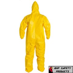 DUPONT TYCHEM TYVEK QC127S YELLOW COVERALL CHEMICAL HAZMAT SUIT 1 EACH (SZ M-4X)