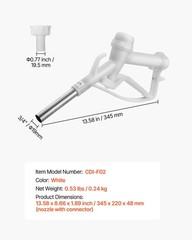 VEVOR 3/4 in Barb Diesel Exhaust Fluid Nozzle 3/4 in Spout Dispenser Nozzle