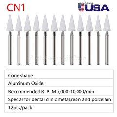 Dental White Stone Flame Mounted Polishing Burs- FG 12/pks Abrasion Point Bur