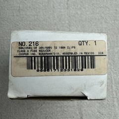 (1 PAIR) Bussman 216 Fuse Reducer Class H (60A/250V or 30A/600V to 100A Clips)